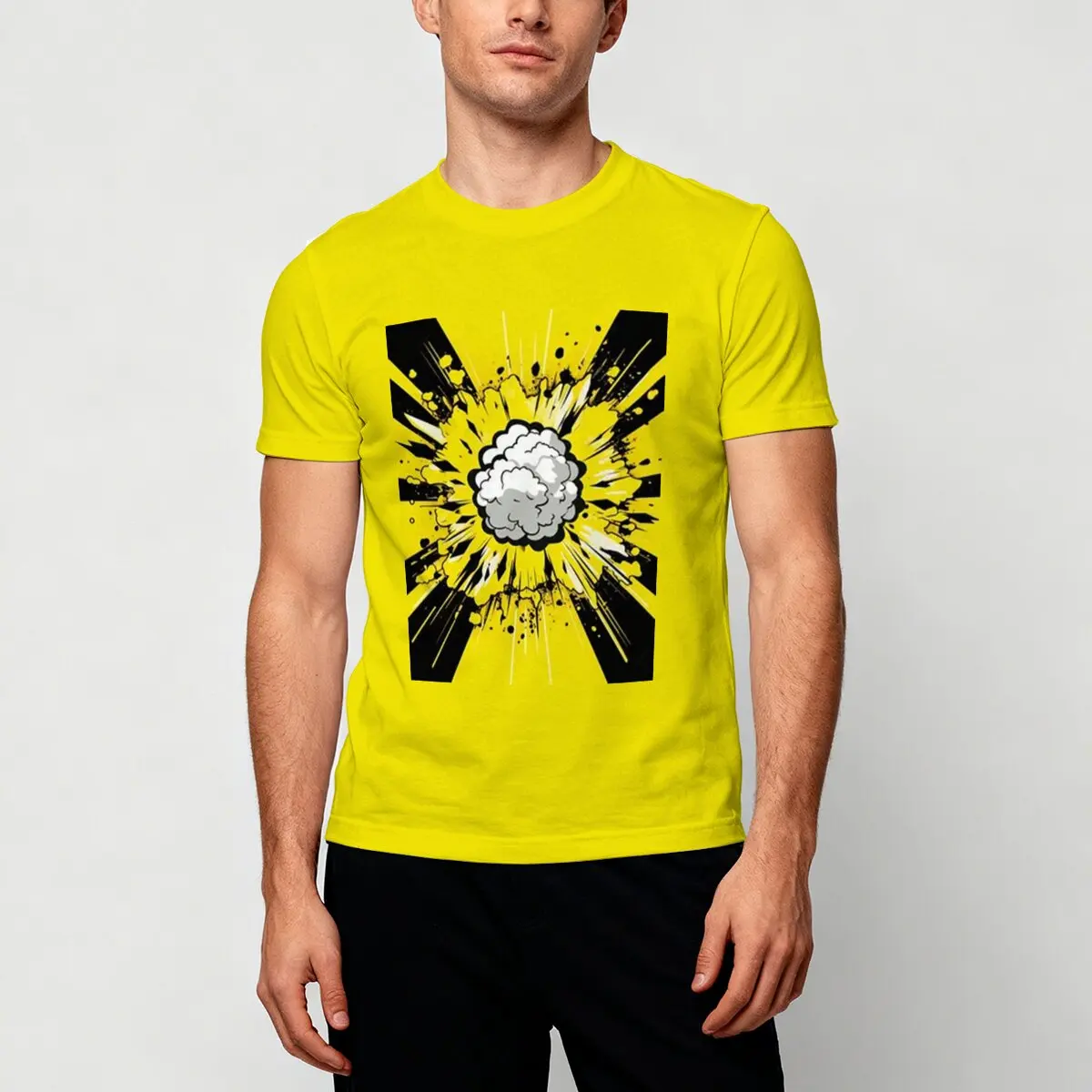 

Простая мужская футболка с короткими рукавами и круглым вырезом с принтом попкорна, летняя модная универсальная повседневная дышащая футболка