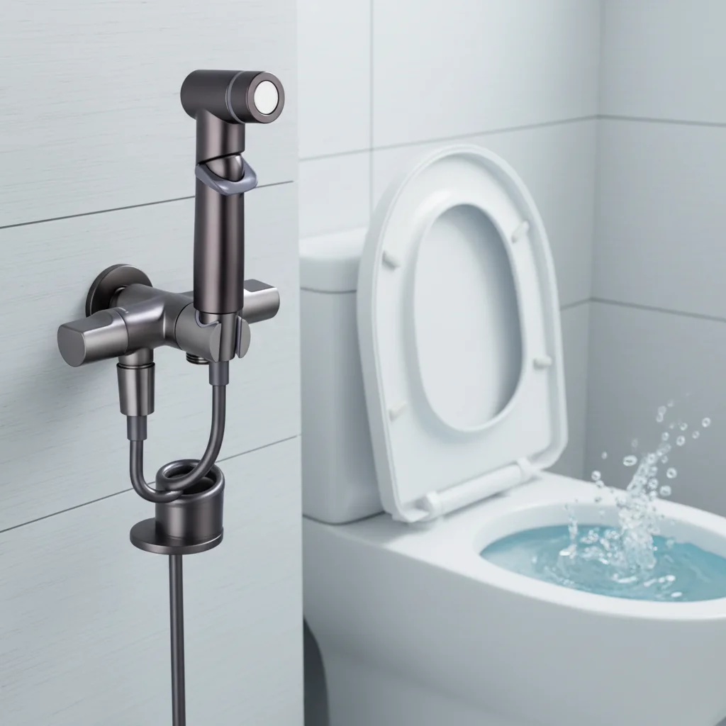 Toilet Cleaning Spray Gun,Gun Gray Copper Smart Multi-Function Toilet Spray Gun Plastic Valve Core Blackened Modern Simple Desig