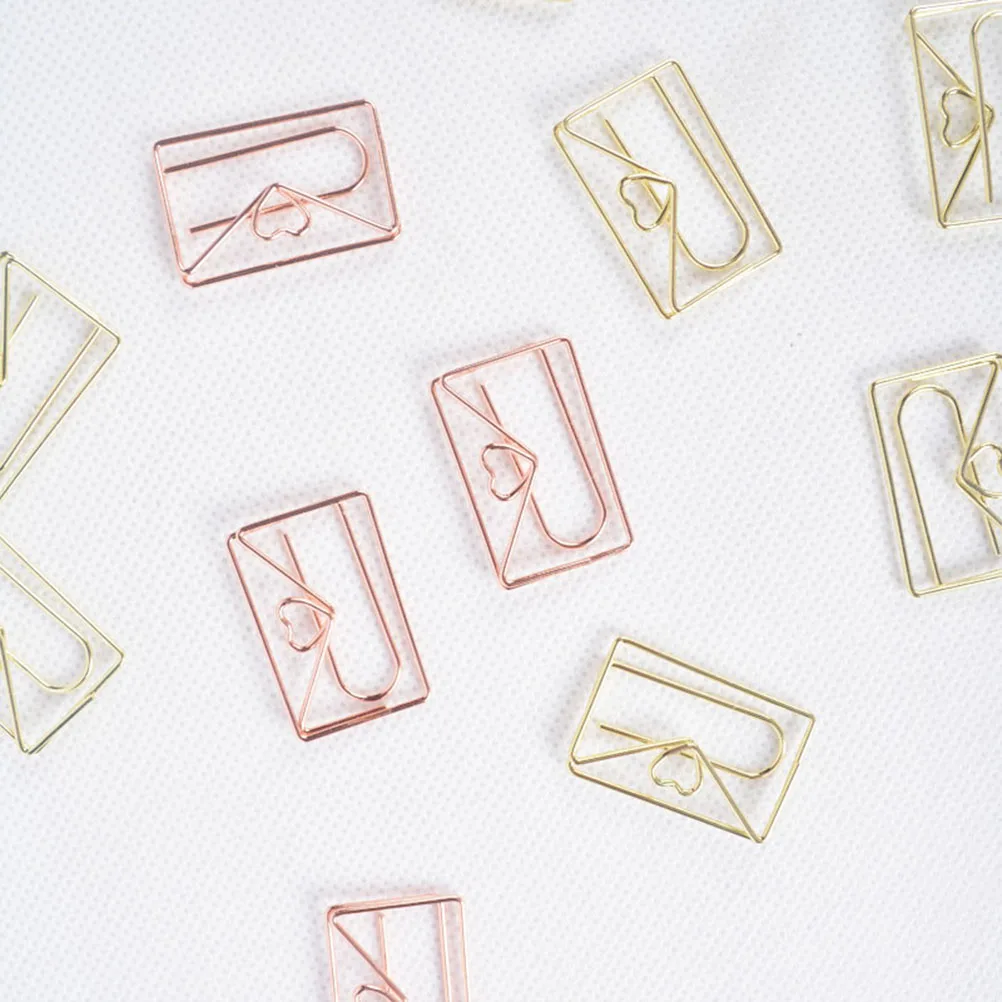 

10 Pcs Envelope Paper Clips Metal Heart Shaped Bookmark Office Home School Supplies Strong ganizer for Notes Photos Cards