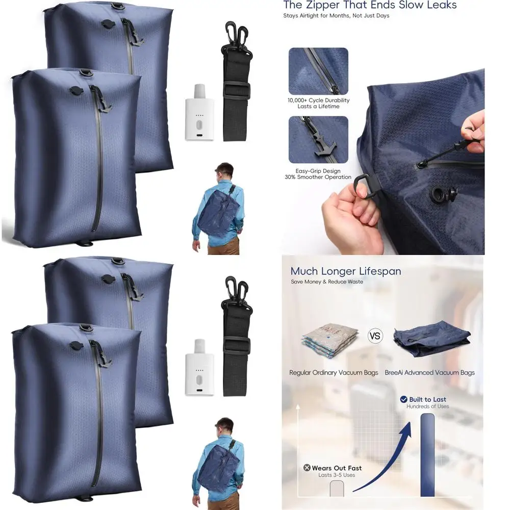 

Wireless Pump Travel Vacuum Bags, Reusable Compression Space Savers for Luggage, Airtight & Waterproof, Ideal for Regular Travel