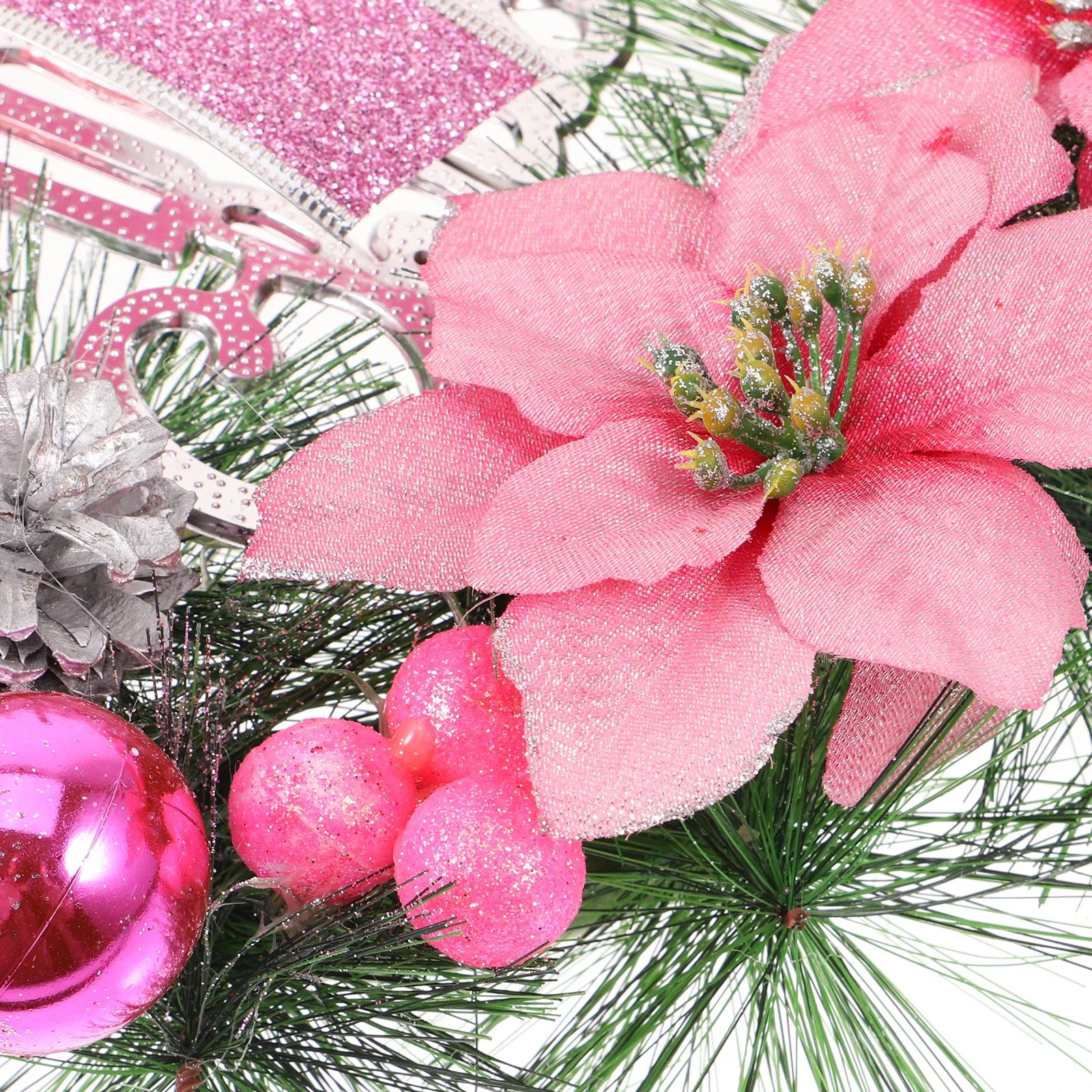 

Christmas Artificial Pine Wreath Simulated 30Cm Pink Hanging Decor for Door Wall Indoor Outdoor Festive Celebration