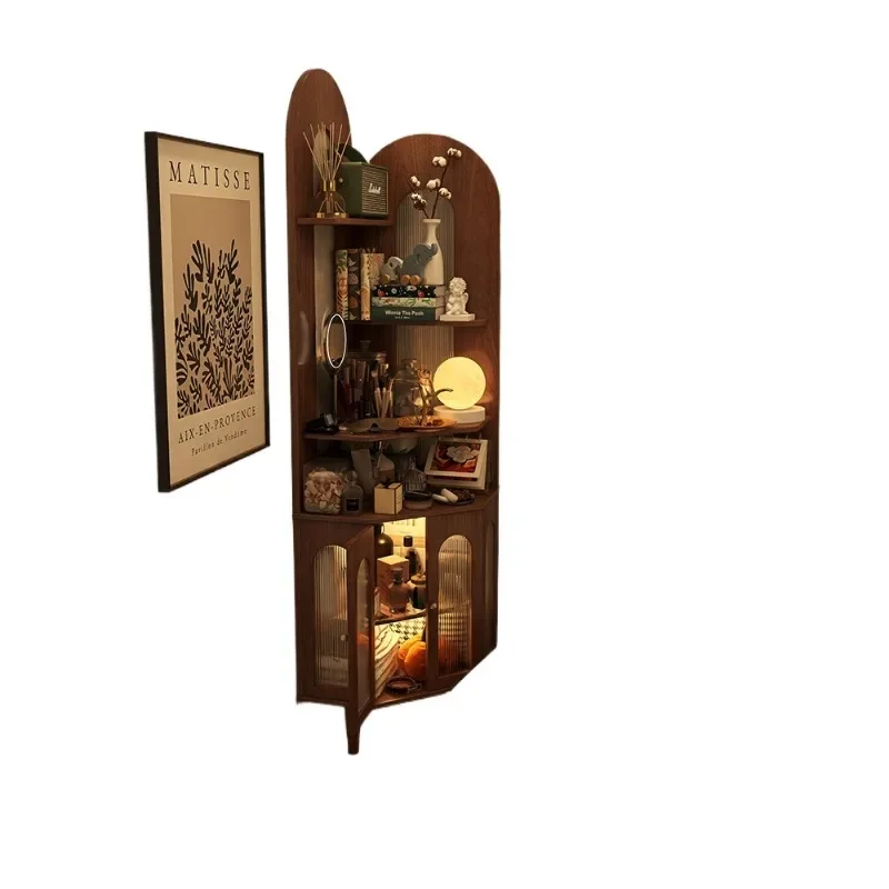 Corner cabinet, bedroom shelf, retro living room, antique corner display bookshelf, bedside table