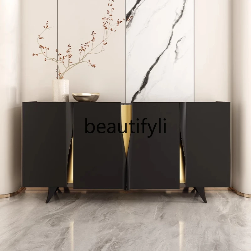 

Italian minimalist entrance cabinet modern light luxury rock slab dining side cabinet villa living room aisle decorative cabinet