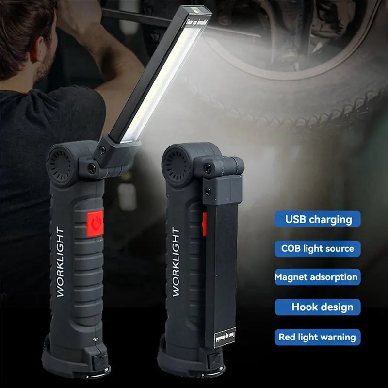 2X LED Foldable Work Light Portable Waterproof Camping Light Car Repair Light Outdoor Tent Flashlight Small W51-[AceByA]