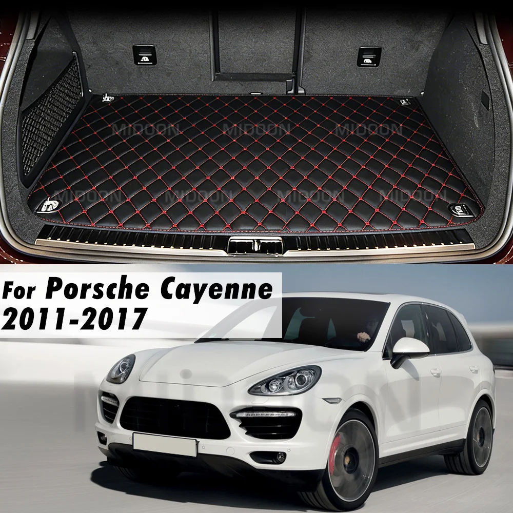 Alfombrilla de maletero de coche para Porsche Cayenne 2011 2012 2013 2014 2015 2016 2017, forro de carga, alfombra, accesorios interiores, cubierta