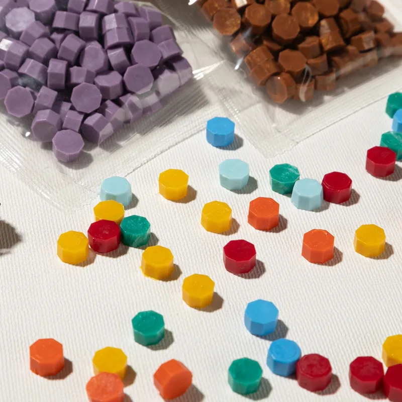 Sac de Granulés de Cire Octogonale Multicolore, Ruban Macaron Assressenti, Poudre d'Or, Sable NING