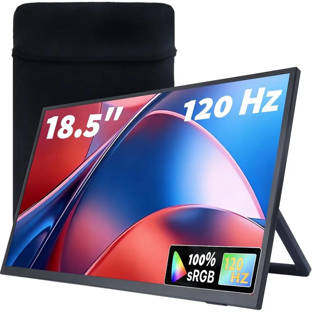Portable 18.5 120Hz 1080P IPS Monitor, Laptop Companion, for Gaming Consoles, VESA & Bag Included
