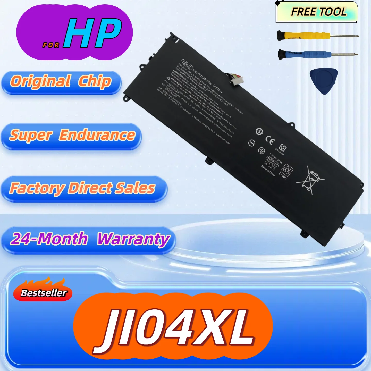 

JI04XL Battery 901247-855 901307-541 For HP Elite X2 1012 G2-1LV76EA Series HSTNN-I07C HSTNN-UB7E Free Tool+24M Warranty