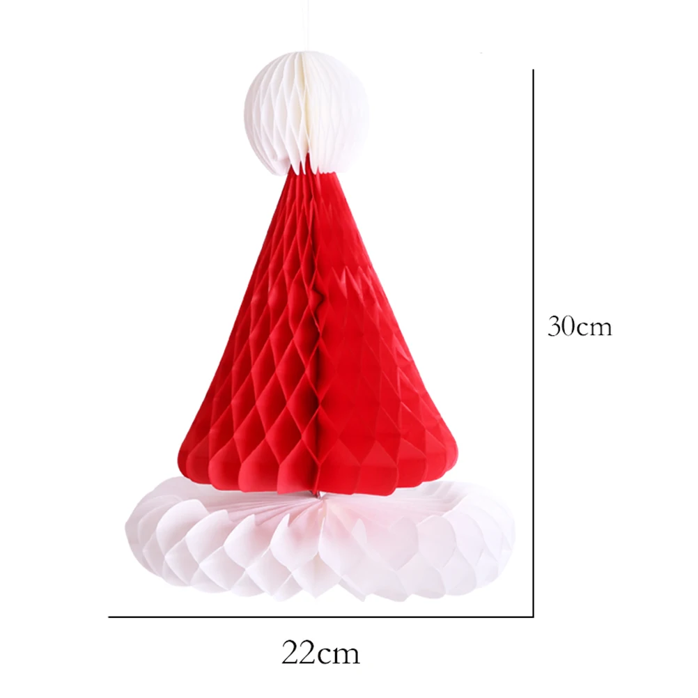 

2Pcs Paper Christmas Hats Novelty Xmas naments Honeycomb Table Decoration Party Favors Gifts Santa Cap Photo Props Festive