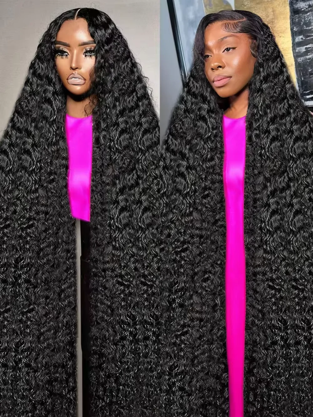 

Deep Wave 360 Full Lace Frontal Wigs 13x4 13x6 HD Lace Front Curly Water Remy Human Hair Wig 42 46 Inch 220% Density For Women