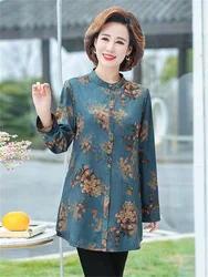 5XL Women Spring Autumn Blouses Shirts Lady Fashion Casual Long Sleeve Turn-down Flower Printing Blusas Tops TT2106