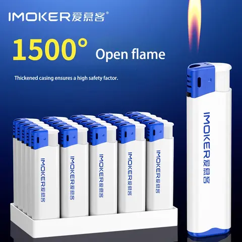 50/100PC Open Flame Butane Lighters, Custom Logo Advertising Gas Lighter, Smoking Gadget as Holiday Gift for Supermarket Retail