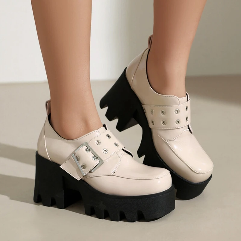 

Girseaby 2026 пикантные женские туфли-лодочки на каблуке 8 см, высокая платформа с пряжками 4 см, черный, бежевый, большой размер 42, 43 вечерние