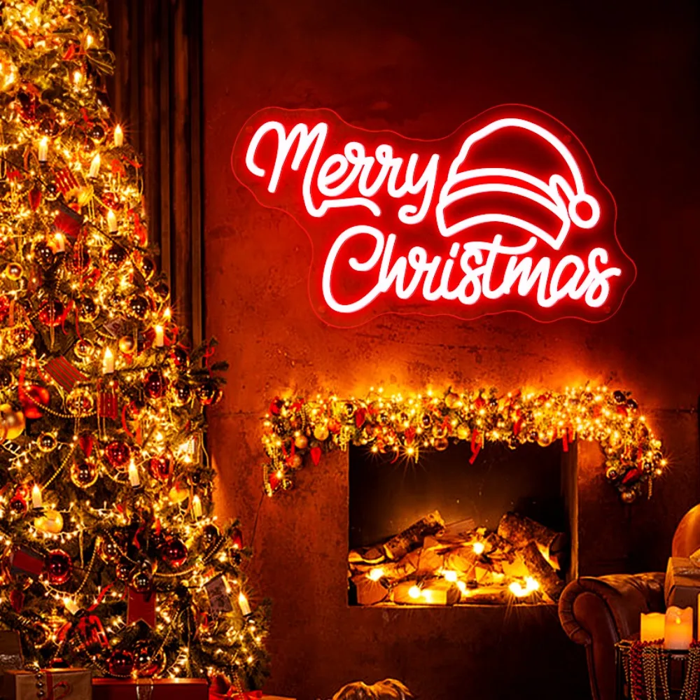 Merry Christmas Neon Sign Led Lights Party Home Room Wall Decor Christmas New Year LED Neon Sign Bedroom Decoration Gifts