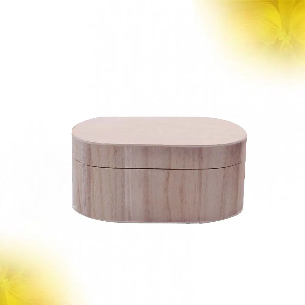 

Thickened Unfinished Oval Wooden Case For Diy Graffiti Craft Storage Organizer Box Jewelry Pen Holder Sewing Tools