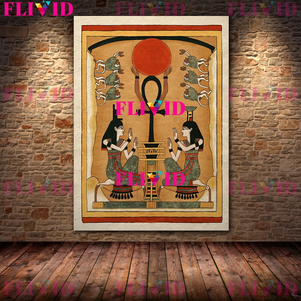 Ancient Egyptian Art Poster Print,Scarab,Anubis,Sekhmet,Horus Falcon,Ancient Gods Wall Art Canvas Painting,Home Decor Unframed