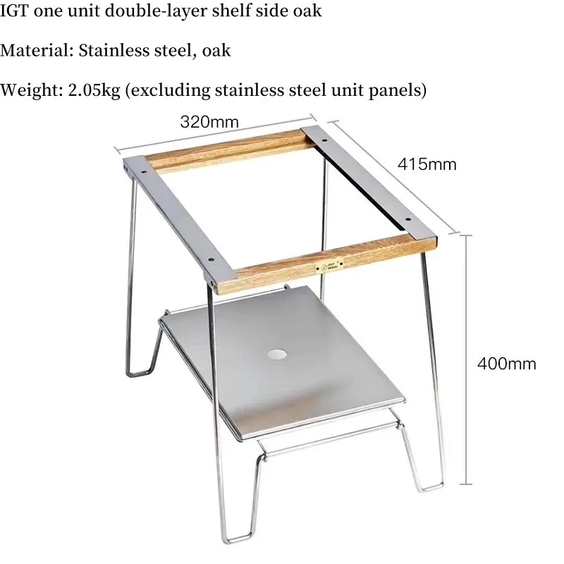 Camping IGT Double Deck Brazier Table Aluminum Alloy Unit Stove Table Outdoor Lightweight Desk Folding Table for Tourist Picnic