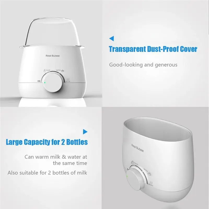 ABTI-Real Bubee Baby Bottles Milk Warmer Food Heater 5-Minute Fast Warming Precise Temperature Control Double Milk Warmer EU PLU