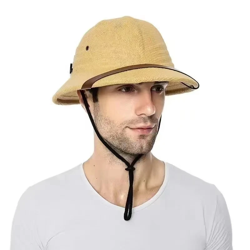 RUHAO Summer Men's Straw Hat Sun Hat Sun Hat Dad Rowing Bucket Safari Jungle Miner Cap British British Soldier Army Cap