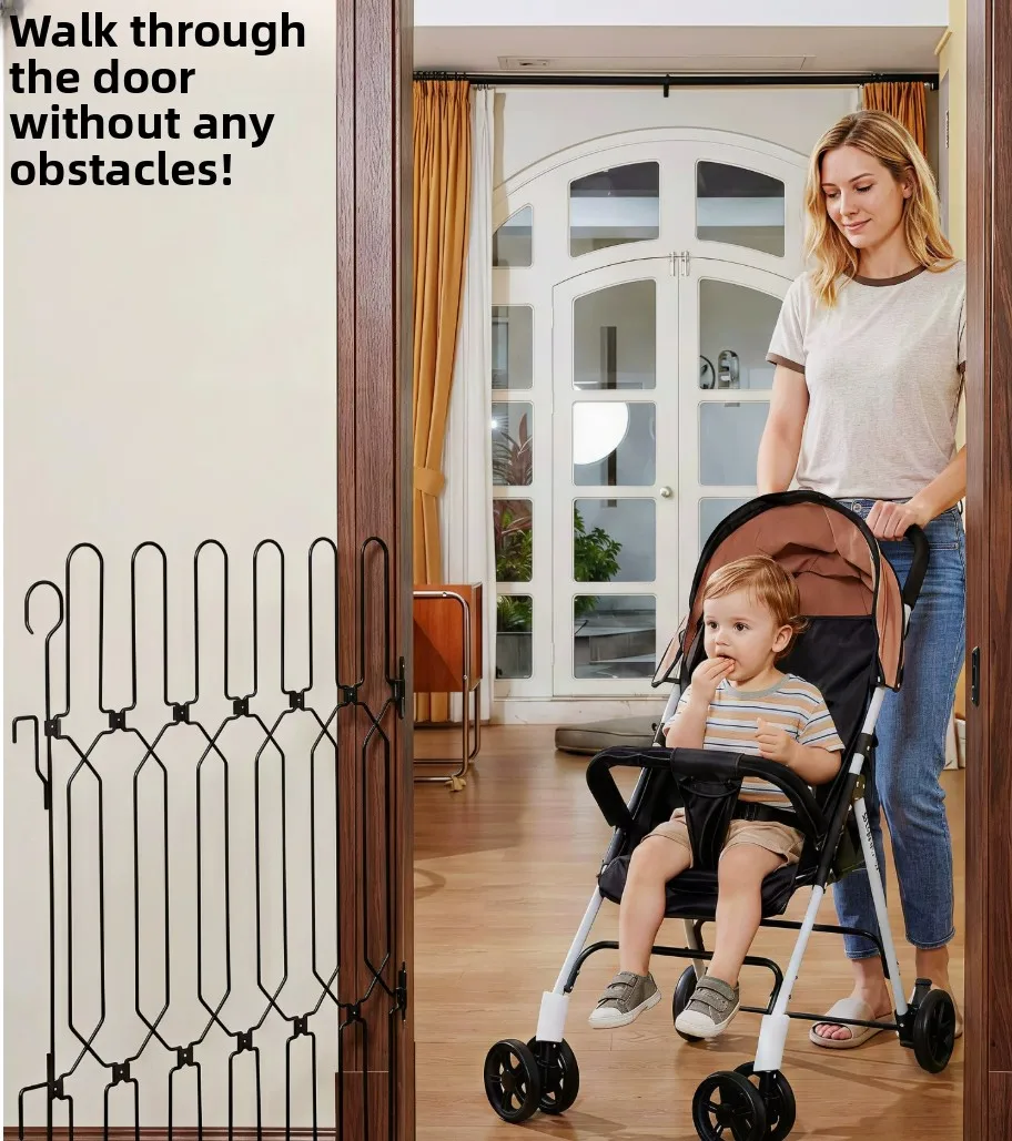 Stainless Steel Pet Gate Foldable Pet Fence Isolation Door Safety Barrier