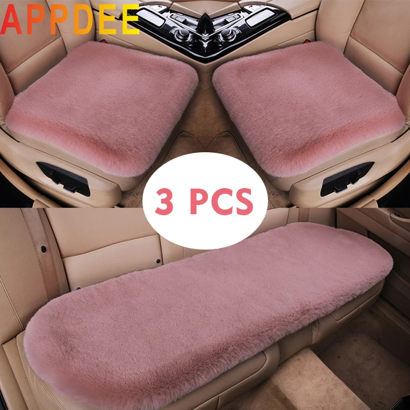 

APPDEE Universal Car Seat Cushion Winter Plush 3PCS High quality Rabbit fur Imitation Soft Seat Cover Warmer