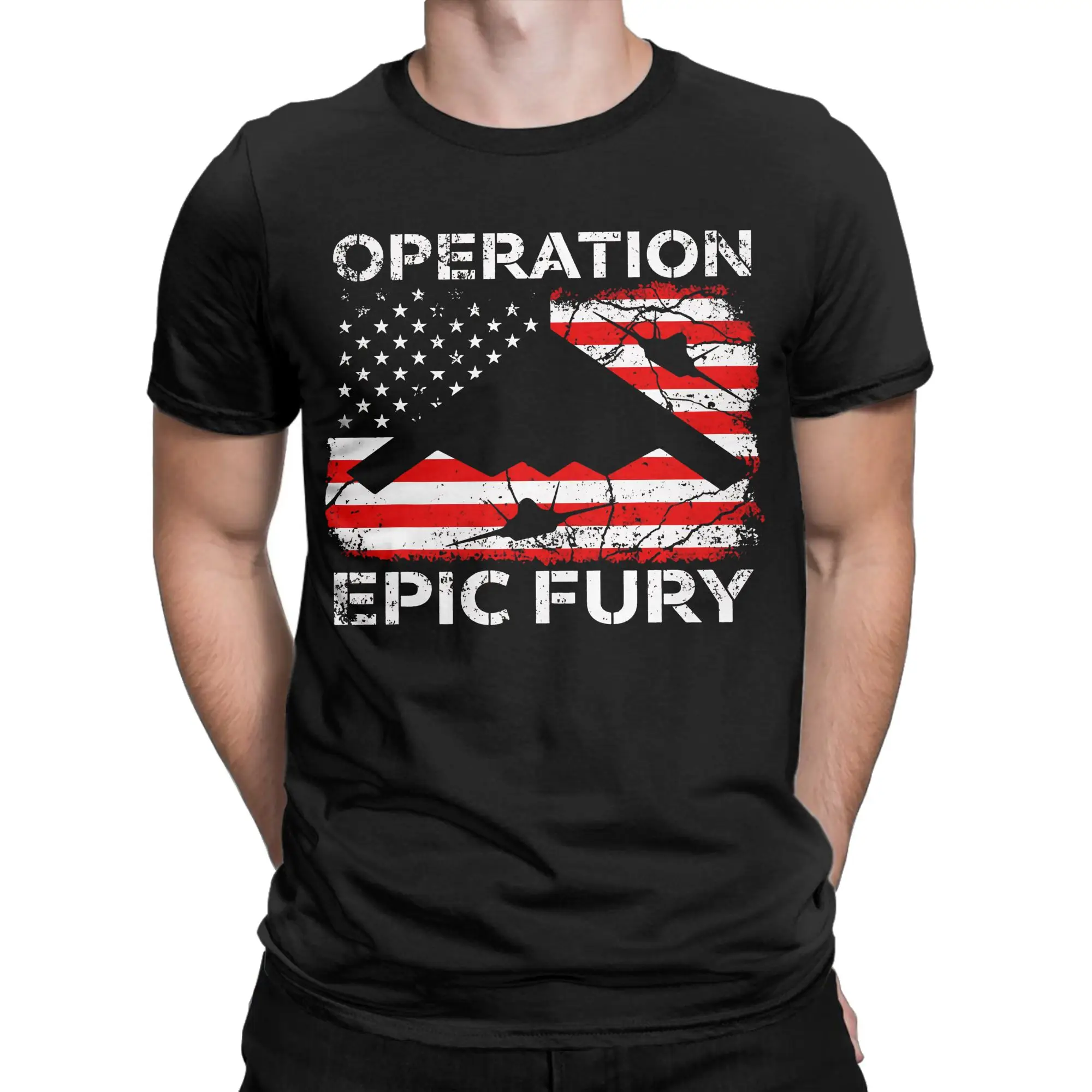 Operation Epic Fury Men T Shirts  Novelty Tee Shirt Short Sleeve Round Collar T-Shirt Cotton Gift Idea Clothes