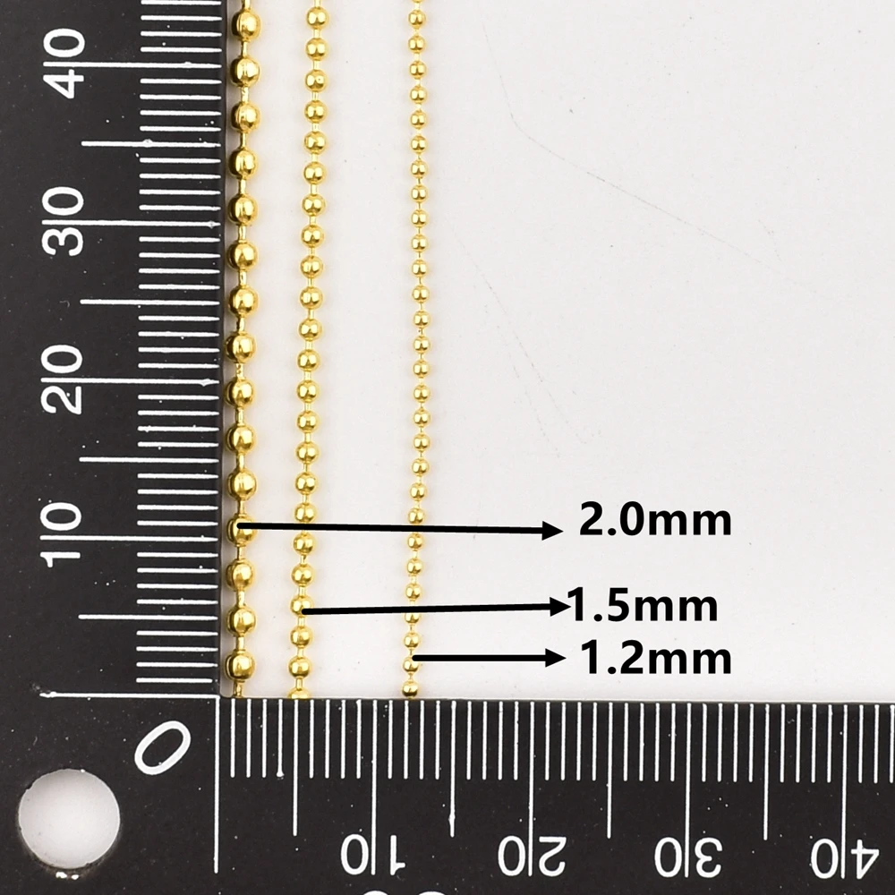 5M/Lot 1.2 1.2 2.0mmMetal Alloy Ball Beads Chains For Necklaces DIY Jewelry Making Findings Accessories