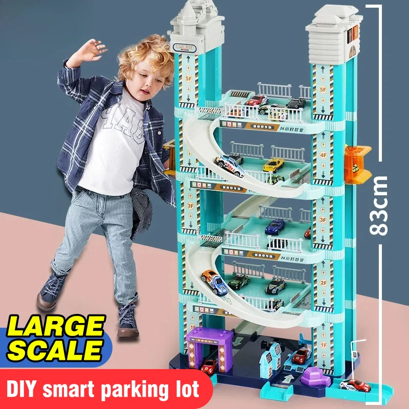 Electric Lifting Track Parking Lot Multi-Storey Three-Dimensional Building Garage Toy Slide Car Model Children Boy Xmas Gifts