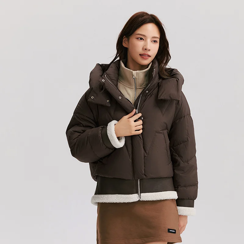 Semir Down Jacket Women Design Sense Patchwork Fake Two-Piece Loose Fashionable 2024 Winter New Hooded Coat Trendy Down Jacket