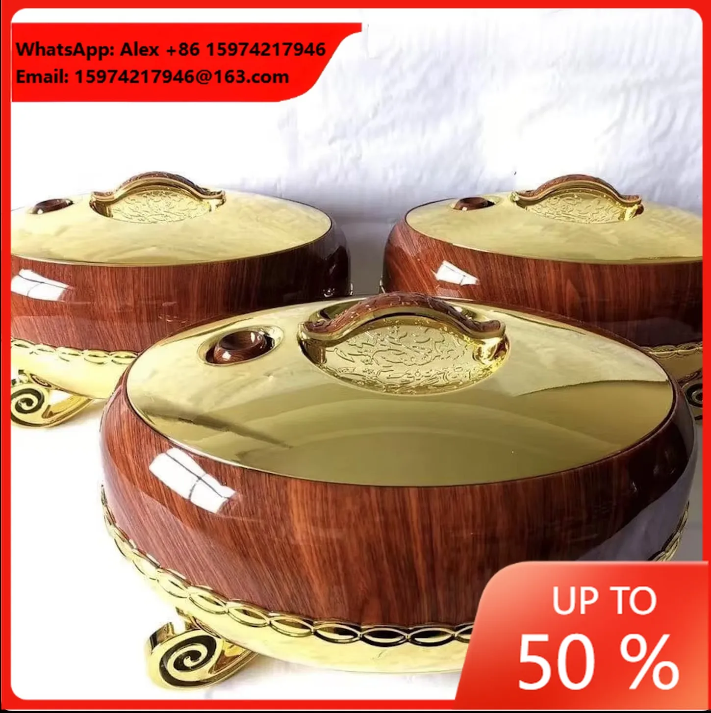 Traditional 3 Piece Stainless Steel Food Warmer 4L 5L 6L Luxury Insulated Casserole Set Ramadan Celebration Sale Hot Pot Set Kit