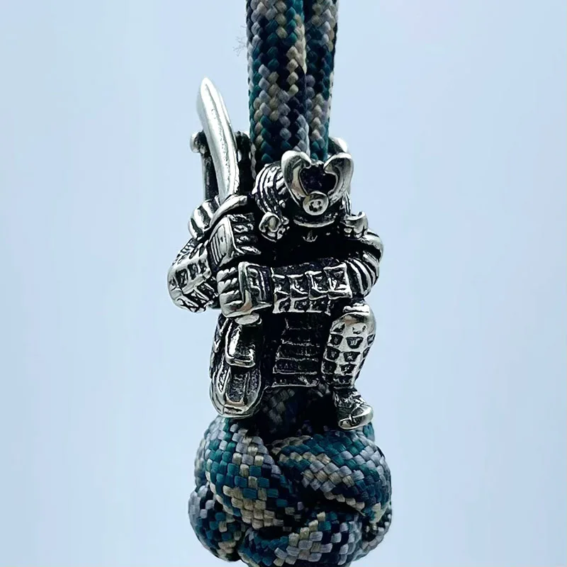 Brass Japanese Broadsword Samurai EDC Knife Beads Keychain Lanyard Pendants DIY Paracord Woven Bracelets Charms Accessories Gift