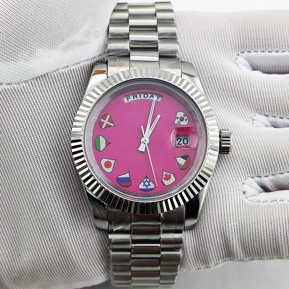 29mm customized Miyota8285 Dialhands up and down dual calendar Flag dial Miyota case 36mm/39mm for the Miyota 8285 movement