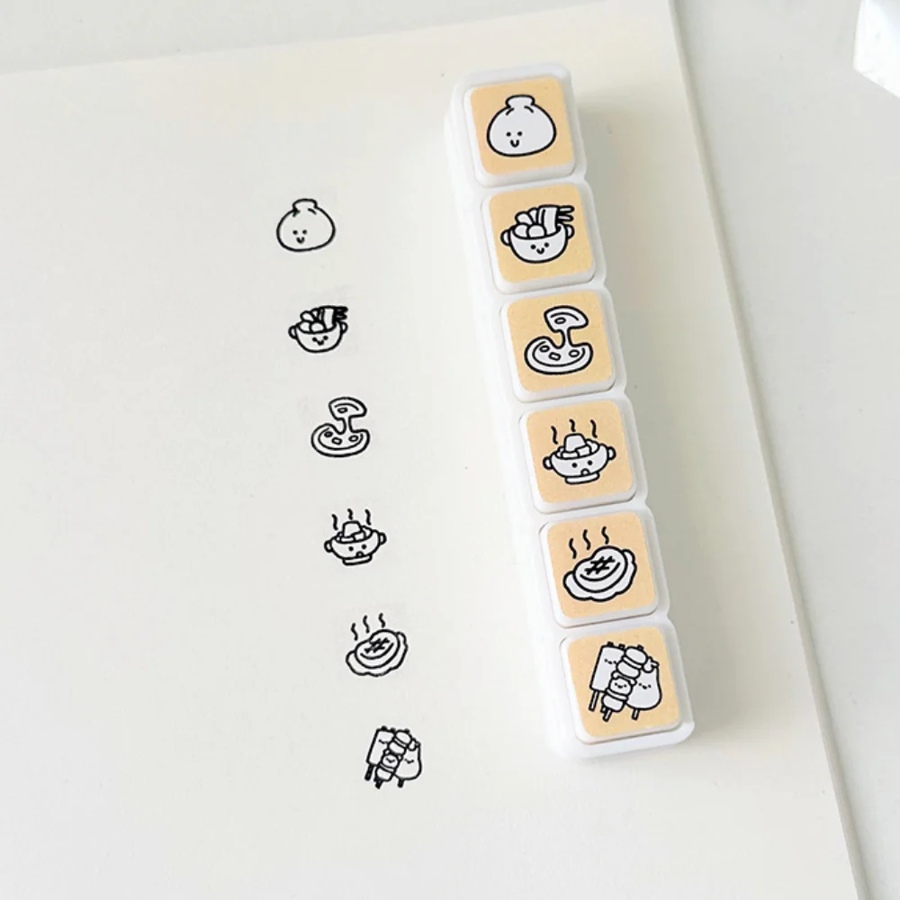 Kawaii 6 تصاميم الطوابع الزخرفية الكرتون Diy بها بنفسك الحرف الصحافة Inkpad Stamps متعددة الأغراض سكرابوكينغ ختم مجلة مخطط #1