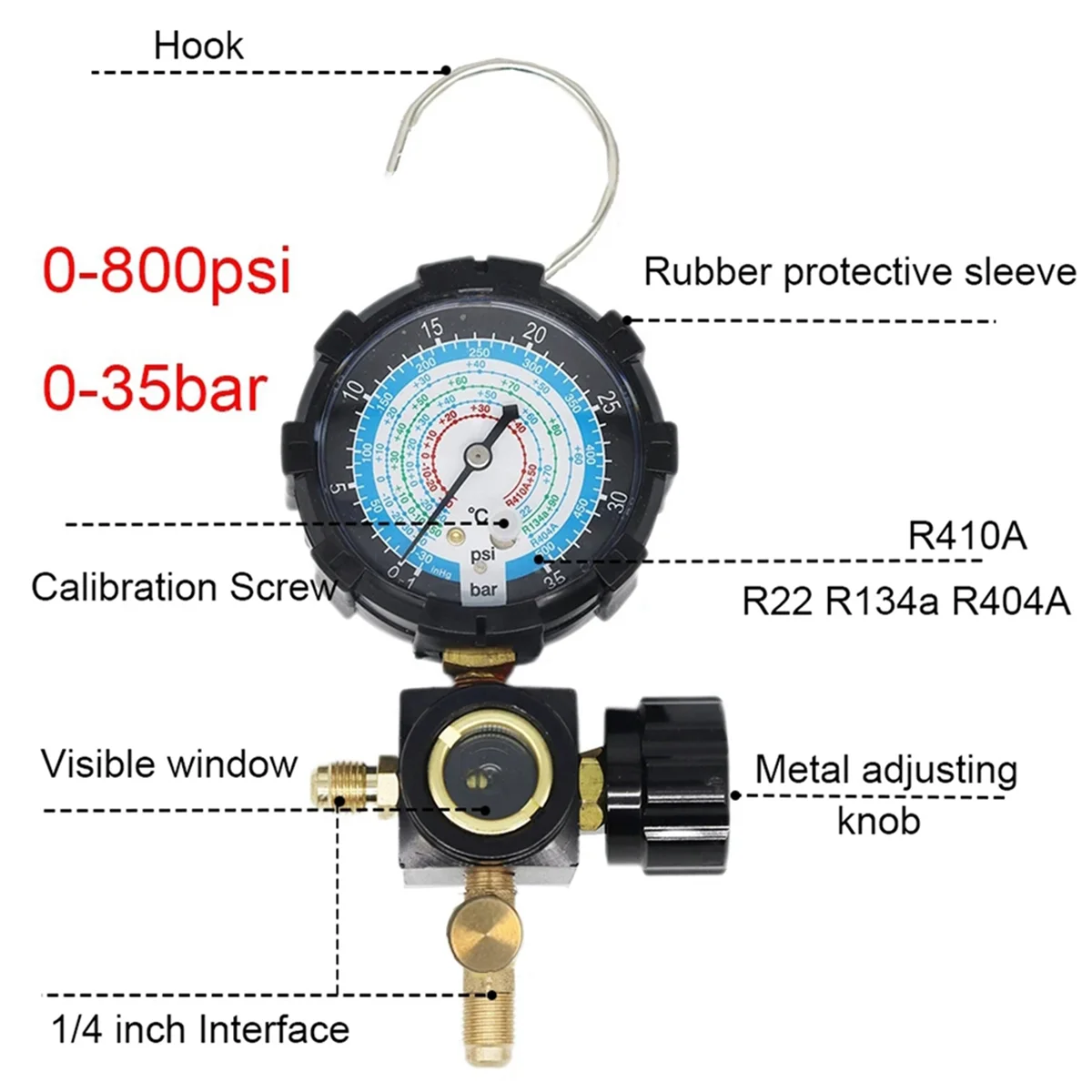 A86I-R134A ローサイド圧力計 R410A R22 R404A シングルマニホールドゲージエアコン冷媒充電低