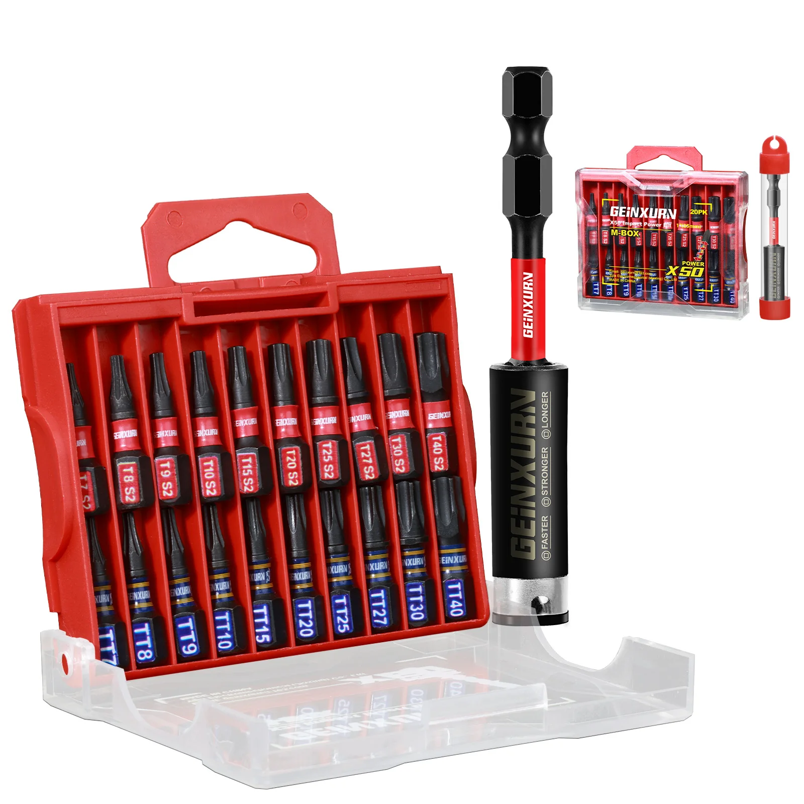 Geinxurn Magnetic Security Torx (T7-TT40) Screwdriver Bit Set, Multi Power Bits with Storage M-Box