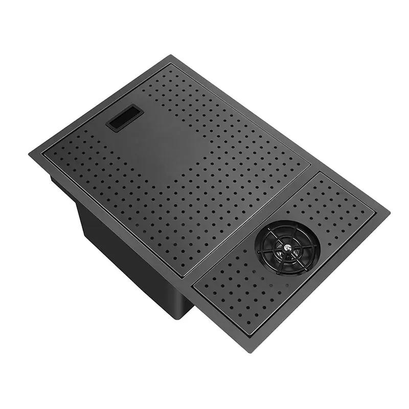 55cm x 32cm 304 Nano rubinetto pieghevole per lavello nascosto in acciaio inossidabile con ampia fessura singola e piastra di copertura rondella per