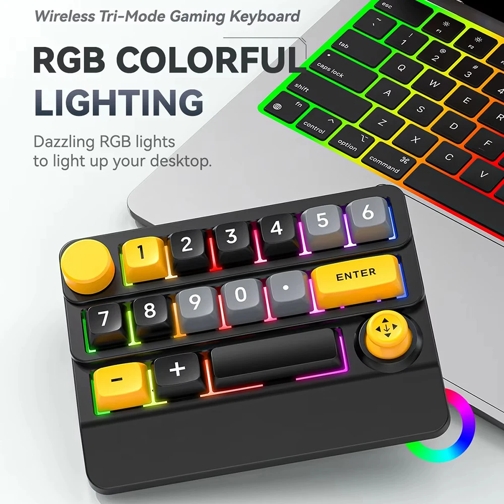 لوحة مفاتيح ميكانيكية لاسلكية BT 15 مفتاح قابلة للبرمجة، لوحة مفاتيح ألعاب قابلة للتبديل السريع، مقبض هزاز، لوحة مفاتيح ماكرو سلكية بإضاءة خلفية RGB #2