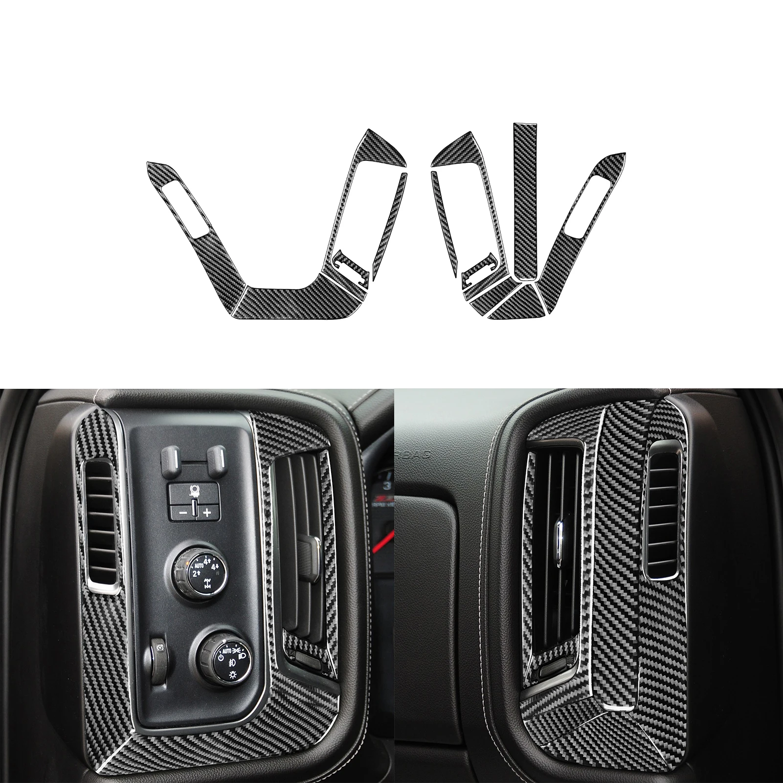 

For Chevrolet Silverado 1500 GMC Sierra 1500 2014-18 Carbon Fiber Both Side Air Outlet Surround Suit Cover Car Interior Stickers