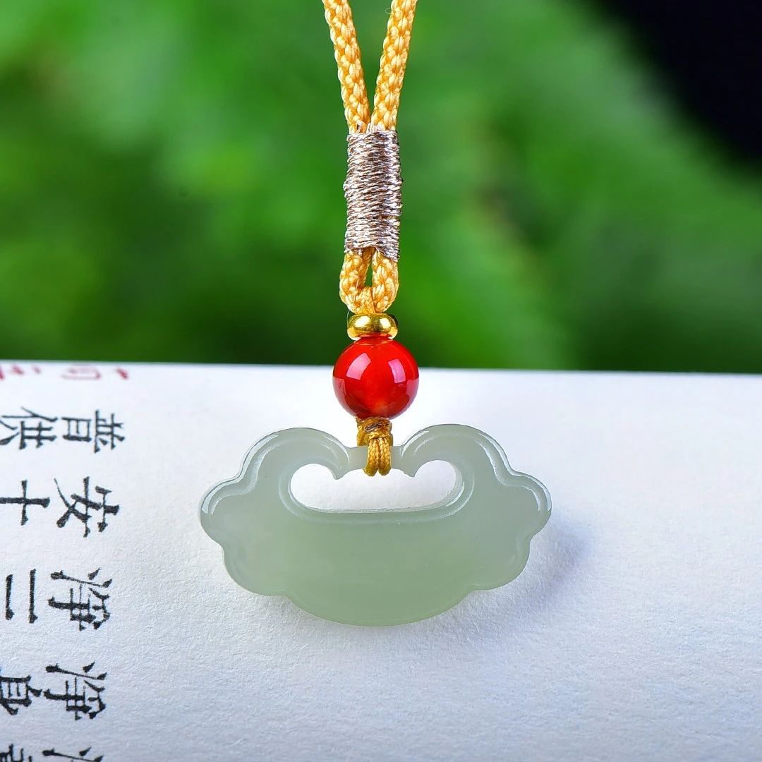 25mm China Nephrite Stone Certified Jade Cloud Lock Pendant Necklace Women Fine Jewelry Natural Hetian Jade Lucky Charm Amulet - view 5