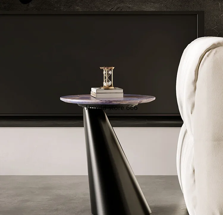 Italian minimalist c-shaped creative marble edge table