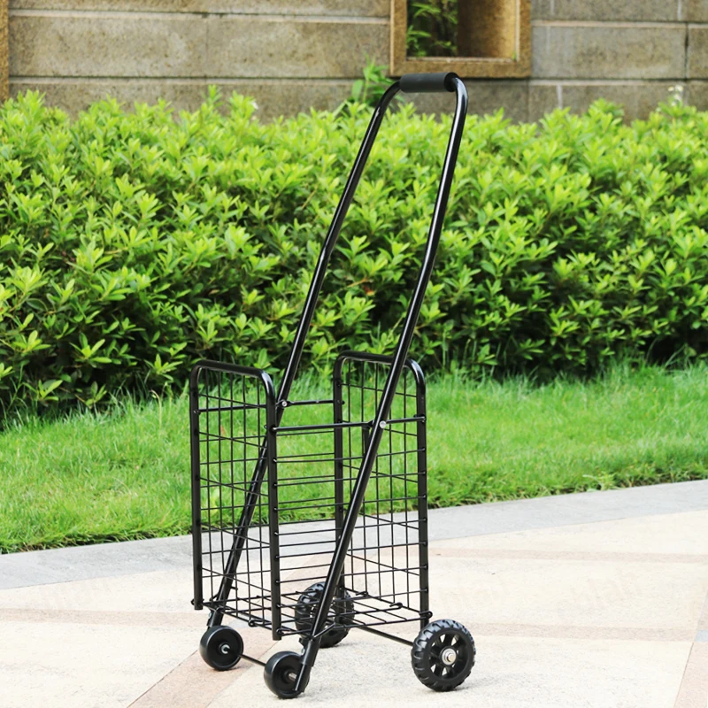 18L Shopping Cart Folding Trolley, 15kg Capacity, Anti-Slip Tank Wheels, Iron Pipe Frame, Foldable & Easy Storage, NO ASSEMBLY