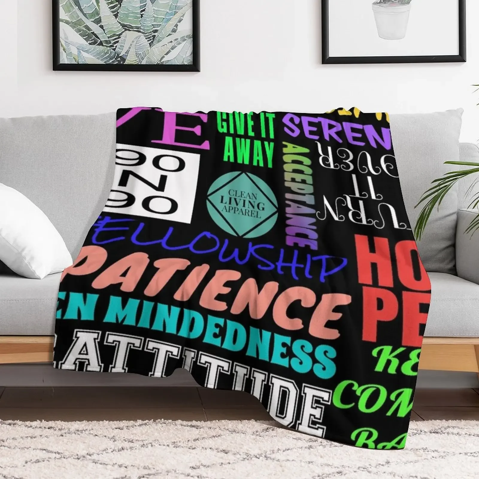 Spiritual Principles of 12 Step Recovery Program NA AA Throw Blanket Cozy Throw Blanket for Bed Sofa Chair
