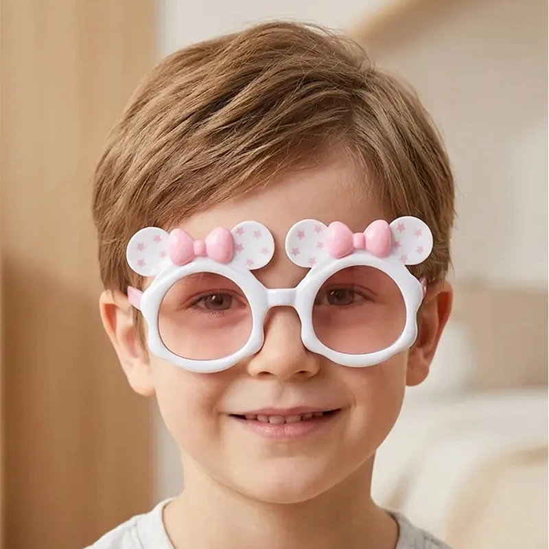 2026 Newest 2/4Pcs  Kids Children Cute Bowknot Shape  Boys Girls Baby Bear Ear Star Pattern Fashion Glasses Eyewear