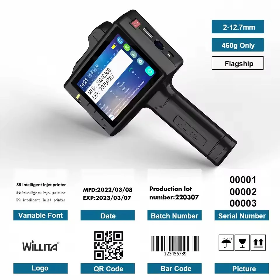 Willita Handheld Inkjet Printer Gun Fast Dry Ink Date Coder for Batch Bar Expiry Date Coding Thermal Hand Held Inkjet Printer view 2