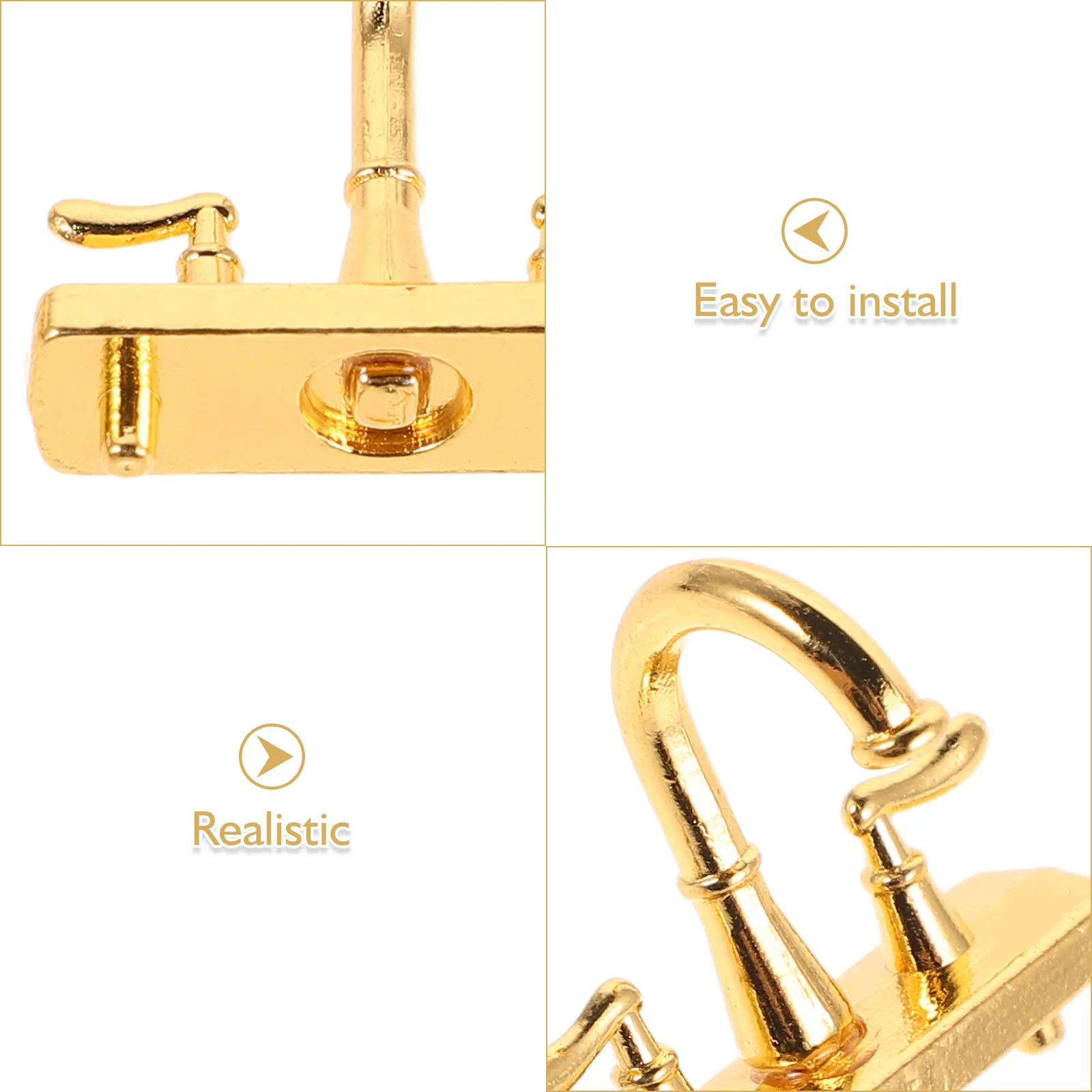Miniature Faucet Set – 3pcs Alloy Dollhouse Bathroom Faucet for Micro Landscape, Photography Prop & Kids Decoration