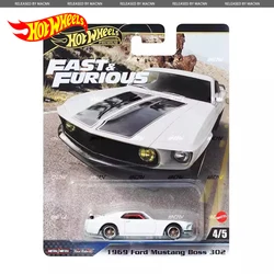 Original Hot Wheels Premium Car 1969 Ford Mustang Boss 302 Fast & Furious 1/64 Diecast Toys for Boys Miniatura Carro Alloy Gift