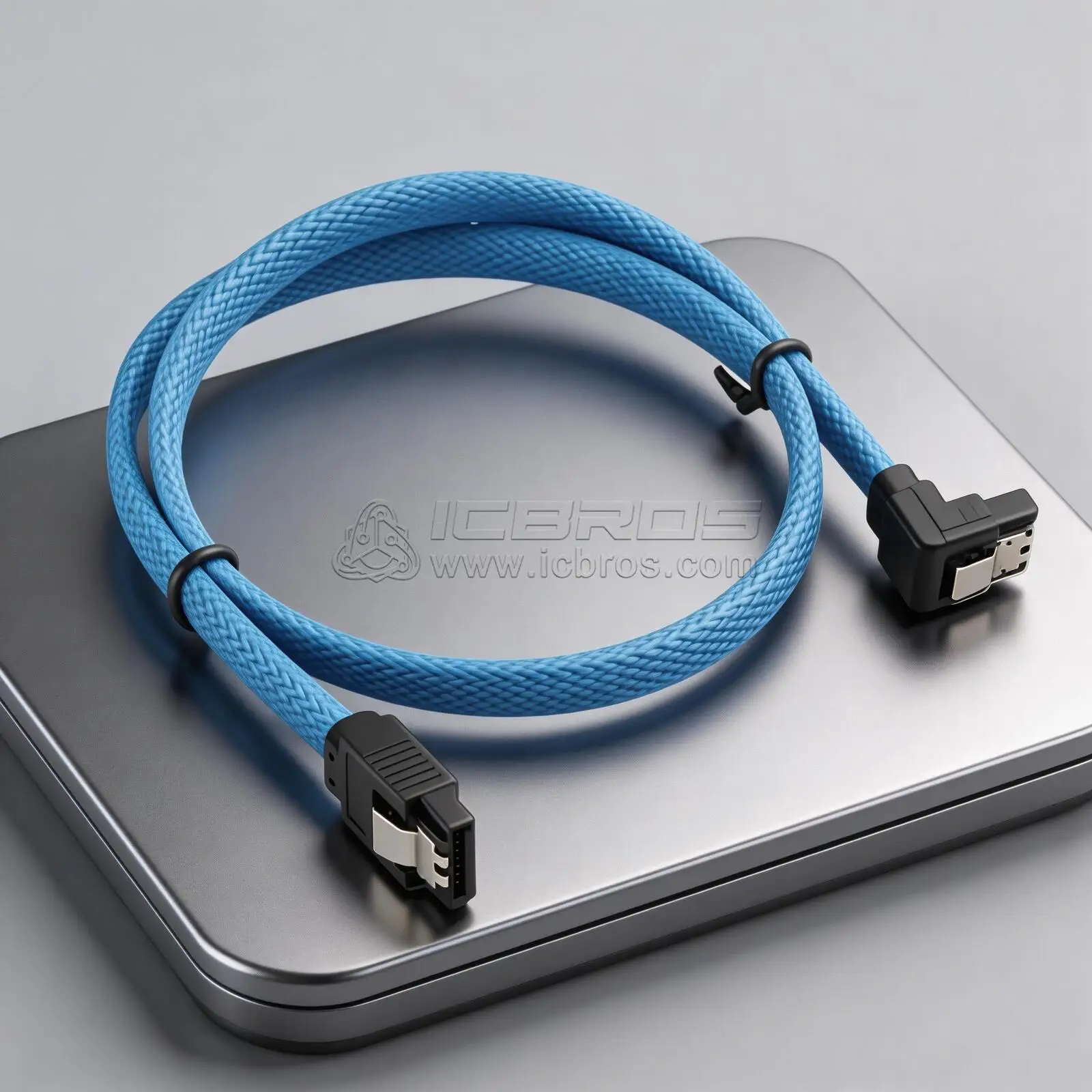 10pcs External Woven Mesh SATA3.0 Data Dual Channel Solid-State Drive, High-Speed SATA3 Connection Cable, Bent Over 6G