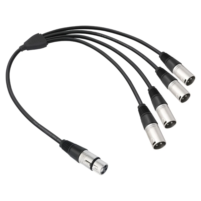 4Way 3Pin XLR Expansion Adapter Line 1 Female To 4 Male Splitter Cable For Microphones Mixers Amplifiers Balanced Connection