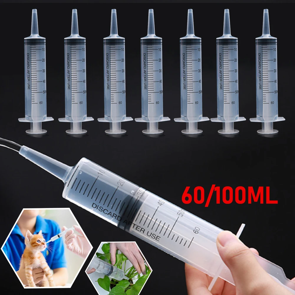 60ml 100ml Plastic Reusable Nutrient Syringe 1-10Pcs Measuring Liquid Glue Health Without Needle For Animal Pet Food Feedin 100