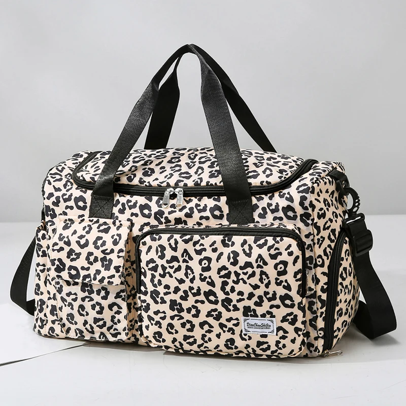 

Модная дорожная сумка с леопардовым принтом, большая вместимость, несколько карманов, сумка для спорта и фитнеса, дорожная сумка, сумка для хранения и т. д.